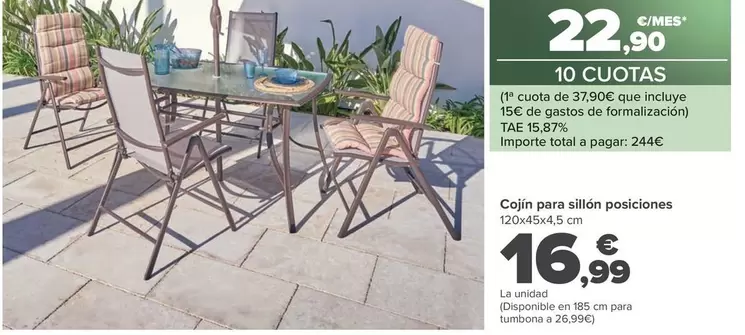 Oferta de Cojín Para Sillón Posiciones por 16,99€ en Carrefour