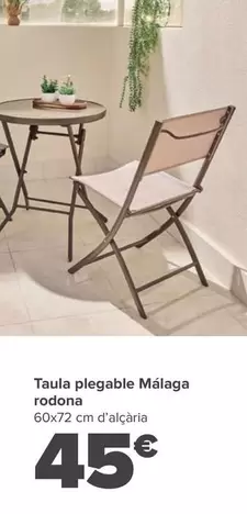 Oferta de Mesa Plegable Málaga Redonda por 45€ en Carrefour