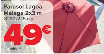 Oferta de Parasol Lagoa Málaga 2x3m por 49€ en Carrefour