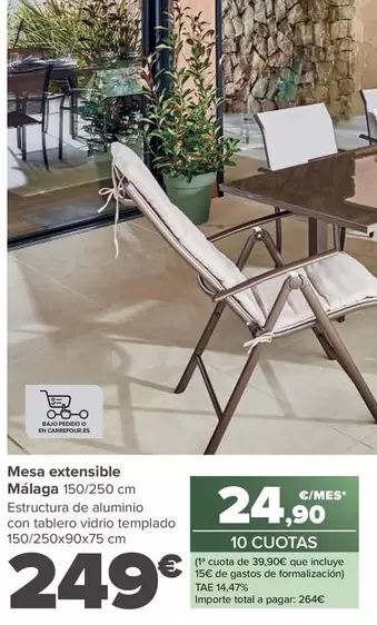 Oferta de Mesa Extensible Málaga  por 249€ en Carrefour