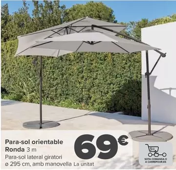 Oferta de Parasol Orientale Ronda 3 M por 69€ en Carrefour