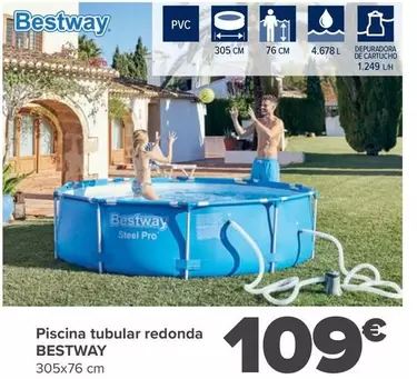 Oferta de Bestway - Piscina Tubular Redonda por 109€ en Carrefour