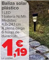 Oferta de Baliza Solar Plástico por 1,19€ en Carrefour
