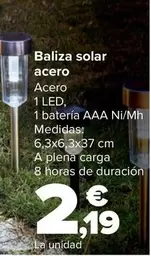 Oferta de Baliza Solar Acero por 2,19€ en Carrefour
