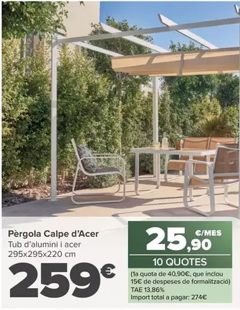 Oferta de Pérgola Calpe Acero por 259€ en Carrefour