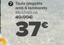 Oferta de Mesa Plegable Con 4 Taburetes por 37€ en Carrefour