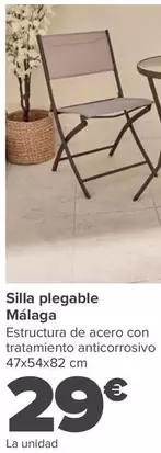 Oferta de Silla Plegable Málaga por 29€ en Carrefour