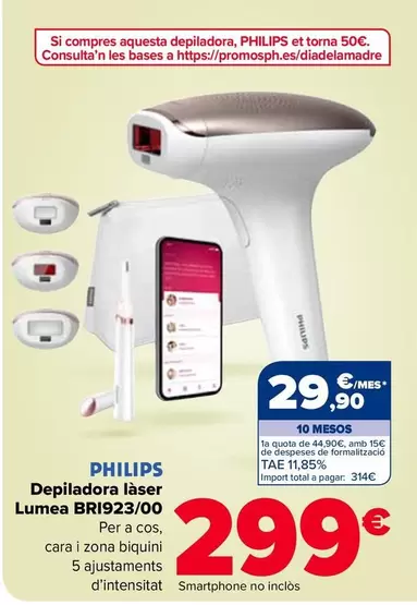 Oferta de Philips - Depiladora Láser Lumea BRI923/00 por 299€ en Carrefour