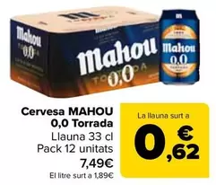Oferta de Mahou - Cerveza 0,0 Tostada por 7,49€ en Carrefour