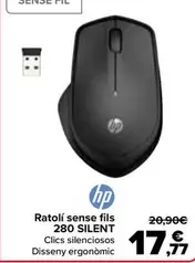 Oferta de HP - Ratón Inalámbrico 280 Silent por 17,77€ en Carrefour