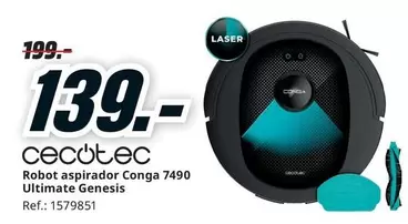 Oferta de Cecotec - Robot Aspirador Conga 7490 Ultimate Genesis por 139€ en MediaMarkt
