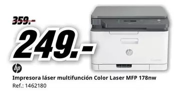 Oferta de HP - Impresora Láser Multifunción Color Laser Mfp 178nw por 249€ en MediaMarkt
