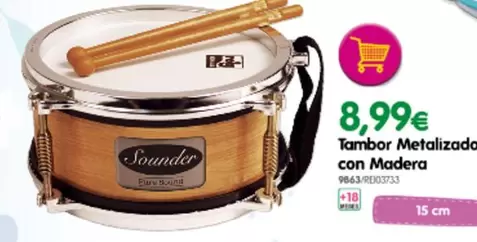 Oferta de Tambor Metalizado Con Madera por 8,99€ en Don Dino