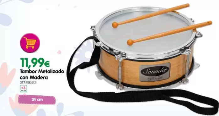 Oferta de Tambor Metalizado Con Madera por 11,99€ en Don Dino