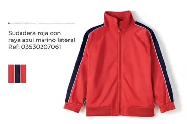 Oferta de Sudadera Roja Con Raya Azul Marino Lateral en El Corte Inglés
