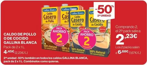 Oferta de Gallina Blanca - Caldo De Pollo O De Cocido por 4,45€ en Supercor