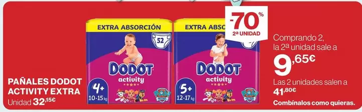 Oferta de Dodot - Pañales Activity Extra por 32,55€ en Supercor