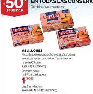 Oferta de Isabel - Mejillones por 2,63€ en Supercor