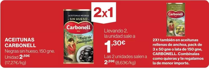 Oferta de Carbonell - Aceitunas por 2,49€ en El Corte Inglés