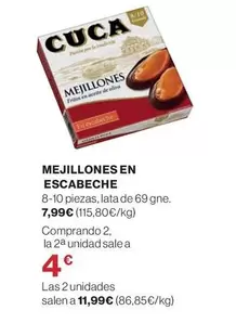 Oferta de Cuca - Mejillones En Escabeche por 7,99€ en El Corte Inglés