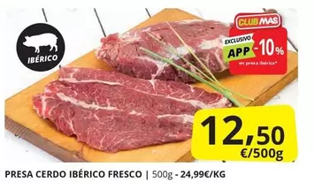 Oferta de Mas - Presa Cerdo Iberico Fresco por 12,5€ en Supermercados MAS