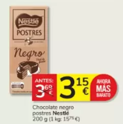 Oferta de Nestlé - Chocolate Negro Postres por 3,15€ en Consum