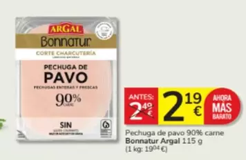 Oferta de Argal - Pechuga De Pavo 90% Carne por 2,19€ en Consum