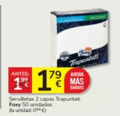 Oferta de Foxy - Servilletas 2 Capas Trapuntati 50 Unidades por 1,79€ en Consum