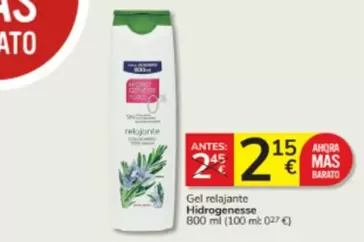 Oferta de Hidrogenesse - Gel Relajante por 2,15€ en Consum