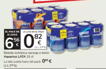 Oferta de Aquarius - Bebida Isotonica Naranja O Limon Lata por 0,85€ en Consum