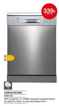 Oferta de Edesa - Lavavajillas por 339€ en Milar