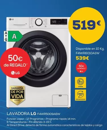 Oferta de LG - Lavadora F4wr5009a6w por 519€ en Milar