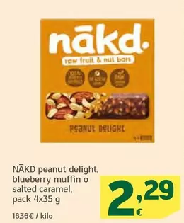 Oferta de Nakd - Peanut Delight Blueberry Muffin O Salted Caramel por 2,29€ en HiperDino