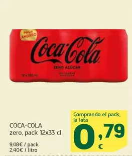Oferta de Coca-Cola - Zero por 9,48€ en HiperDino