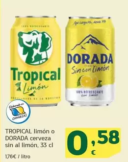 Oferta de Tropical/Dorada - Limon Cerveza Sin Al Limón por 0,58€ en HiperDino