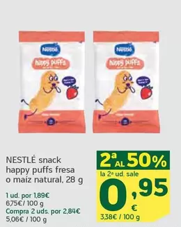 Oferta de Nestlé -  Snack Happy Puffs Fresa O Maiz Natural por 1,89€ en HiperDino