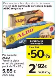 Oferta de Albo - Tonyina Clara En Oli De Gira-Sol por 5,85€ en Caprabo