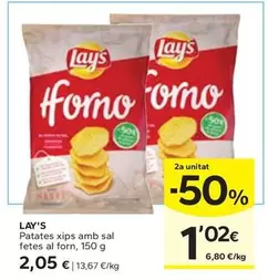 Oferta de Lay's - Patates Xips Amb Sal Fetes Al Forn por 2,05€ en Caprabo