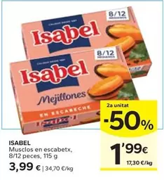 Oferta de Isabel - Musclos En Escabetx por 3,99€ en Caprabo