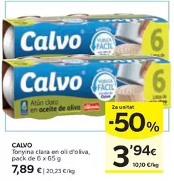 Oferta de Calvo - Tonyina Clara En Oli D'Oliva por 7,89€ en Caprabo