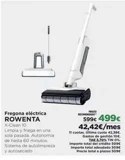 Oferta de Rowenta - Fregona Eléctrica por 499€ en El Corte Inglés