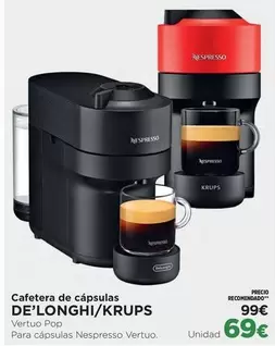 Oferta de De'Longhi - Cafetera De Capsulas por 69€ en El Corte Inglés