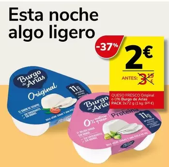 Oferta de Burgo De Arias - Queso Fresco Original por 2€ en Supermercados Charter