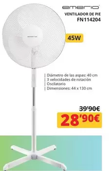 Oferta de Emerio - Ventilador De Pie FN114204 por 28,9€ en Dynos Informática
