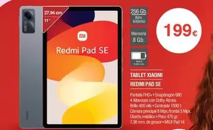 Oferta de Xiaomi - Tablet Redmi Pad Se por 199€ en Milar