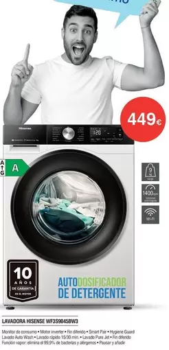Oferta de Hisense - Lavadora Wr5s0864gn/c por 449€ en Milar