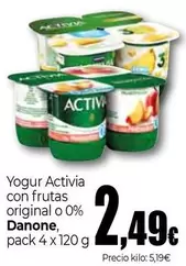 Oferta de Danone - Yogur Activia Con Frutas Original O 0% por 2,49€ en Unide Supermercados