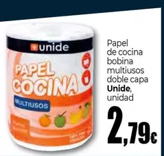 Oferta de Unide - Papel De Cocina Bobina Multiusos Doble Capa por 2,79€ en Unide Market