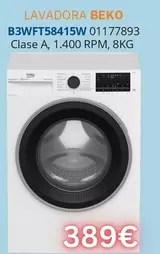 Oferta de Beko - Lavadora B3wft58415w 01177893 por 389€ en Master Cadena