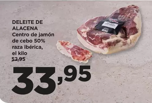 Oferta de Deleite De Alacena - Centro De Jamón De Cebo 50% Raza Ibérica por 33,95€ en Alimerka